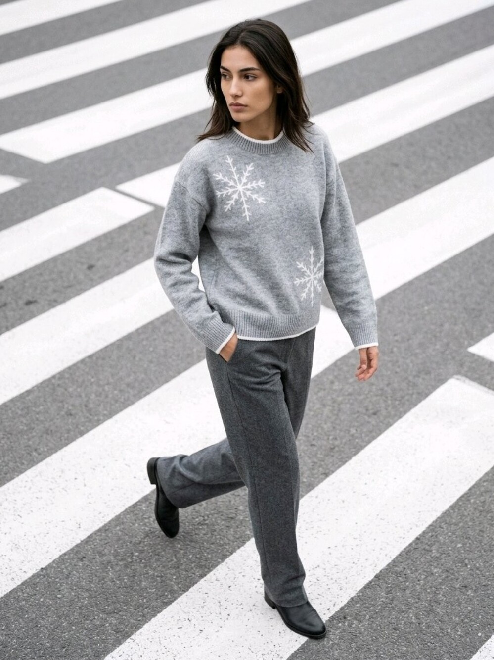 Snowflake Sweater - Poly-Wool Blend